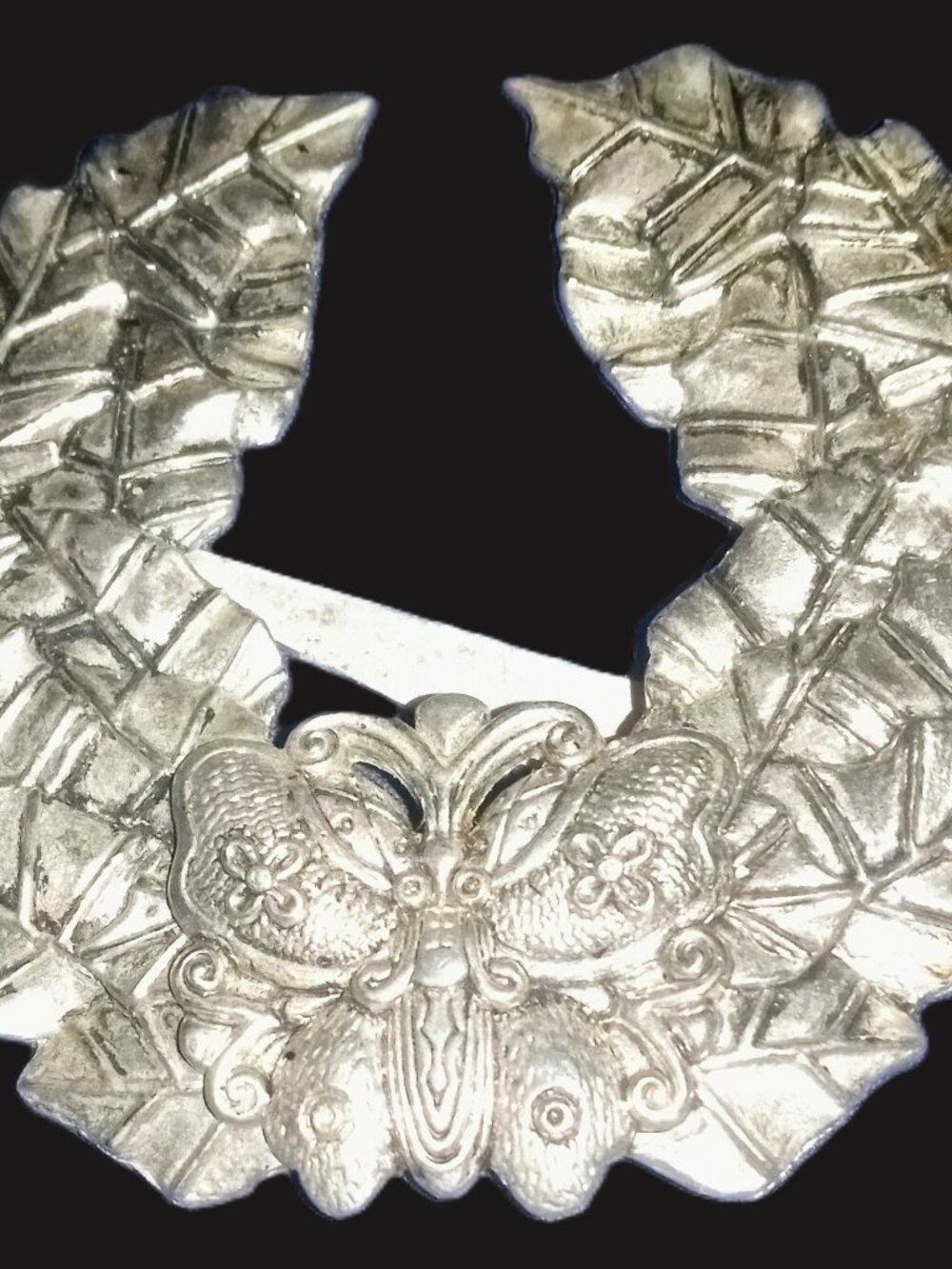 VTG Sylvia Dahl Neiman Marcus Scarf Clip Silver Butterfly Laurel Leaf Wreath Pin